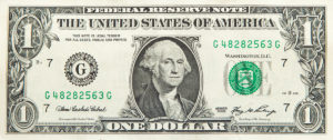 A close-up of an American dollar bill